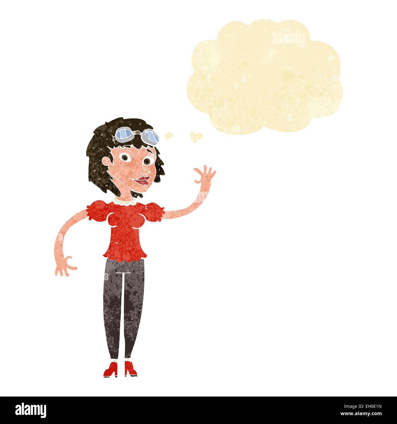cartoon pilot woman waving with thought bubble Stock Vector Image & Art ...