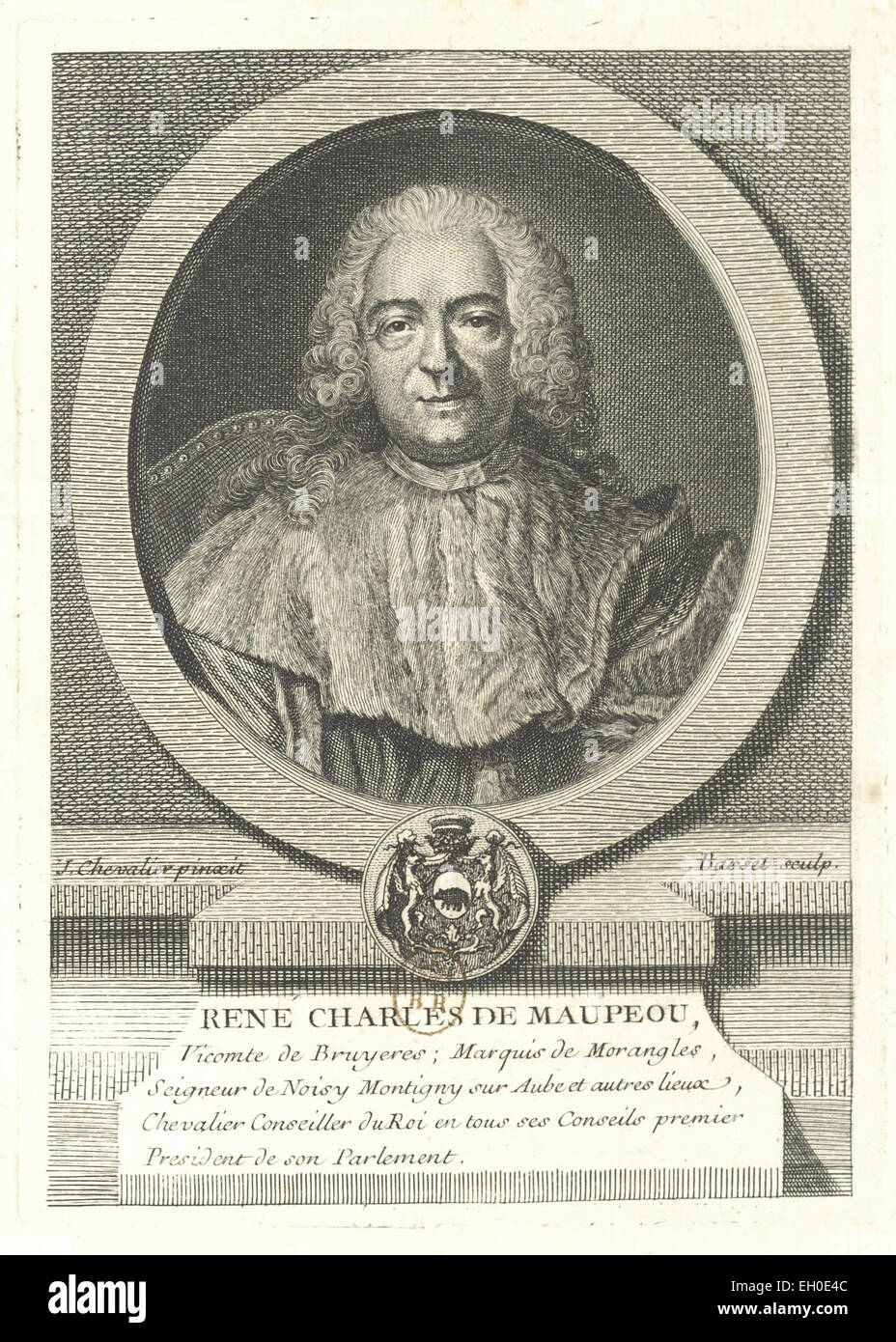 René Charles de Maupeou (1688 - 1755), magistrat, Premier Président du Parlement de Paris, Chancelier de France, Garde des Sceaux sous Louis XV. Stock Photo