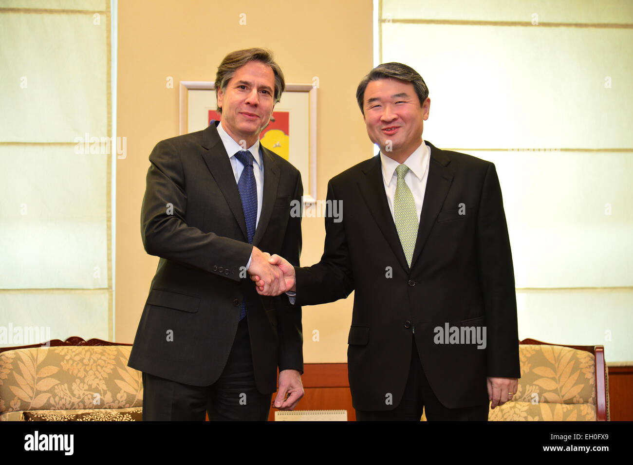 Deputy Secretary of State Antony &quot;Tony&quot; Blinken meets with First Vice Minister of Foreign Affairs Cho Tae-yong at the Korean Ministry of Foreign Affairs in Seoul, South Korea, on February 9, 2015. Stock Photo