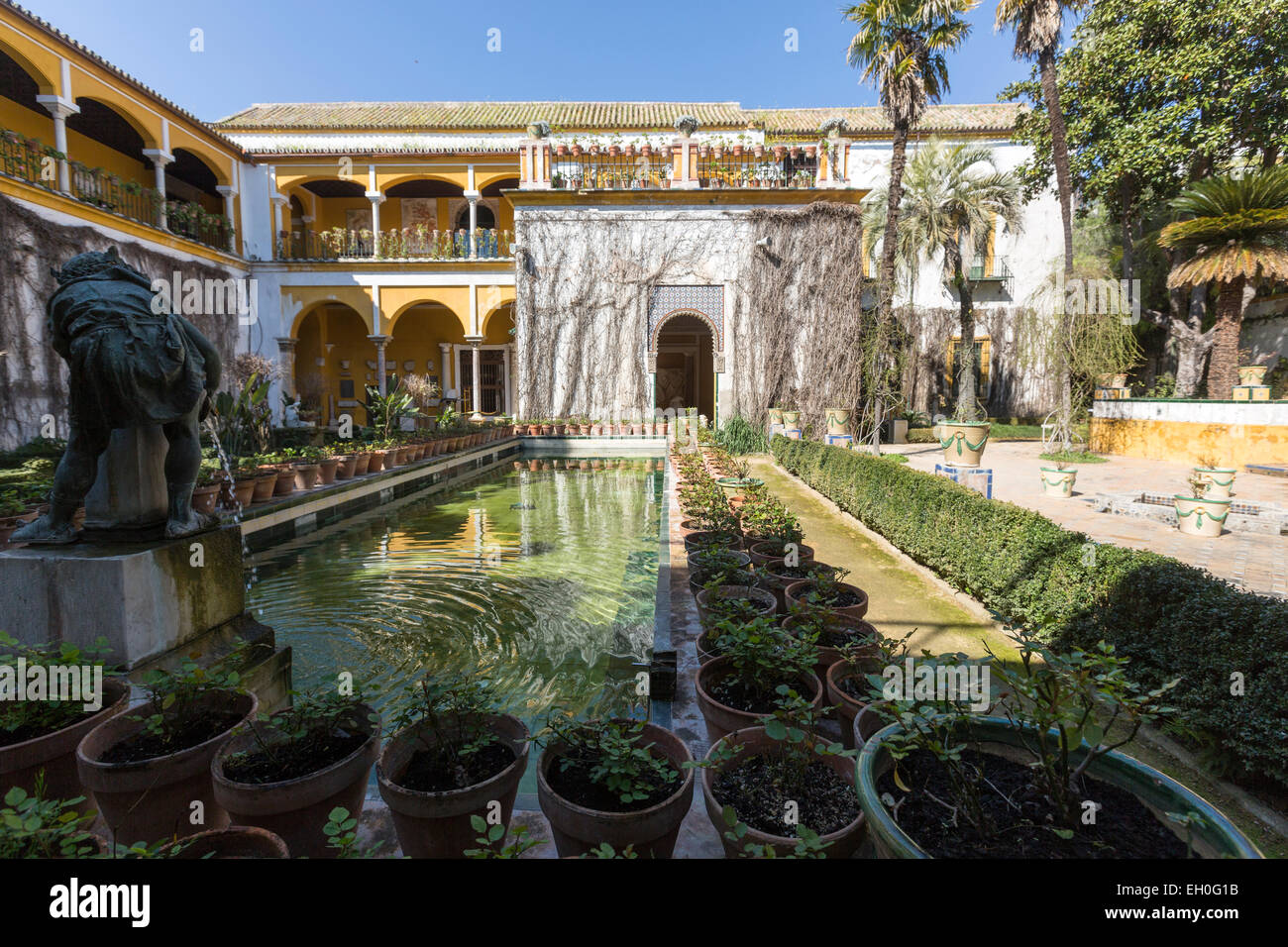 casa de Pilatos garden, an Andalisian palace in Seville Stock Photo