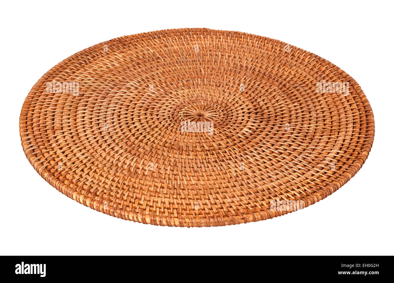 Round Woven Place mat isolated on white. Stock Photo