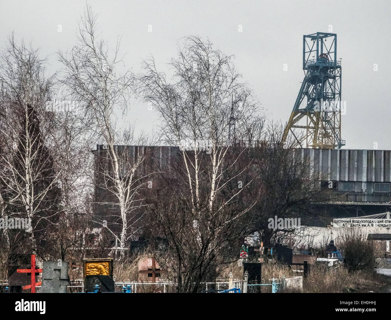 March 4, 2015 - A general view the road from cementery to the Zasyadko ...
