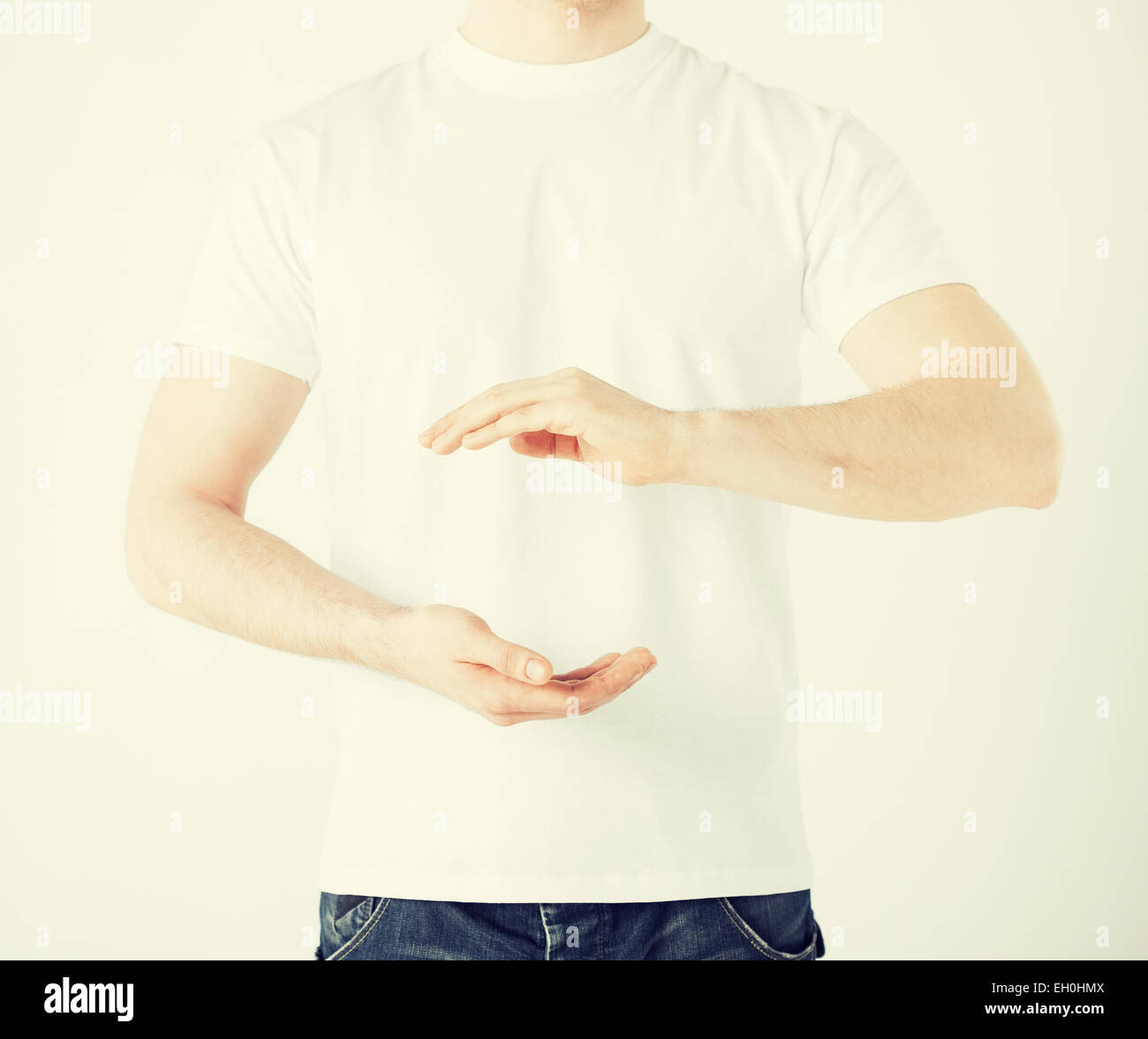 mans hands showing something Stock Photo