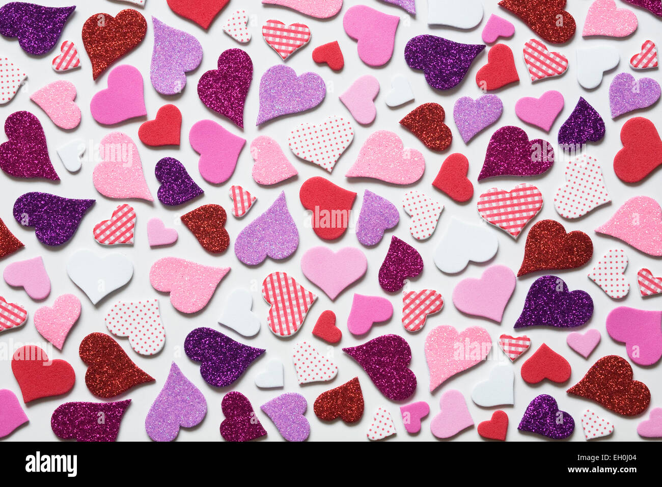 Colourful hearts on a white background. Stock Photo