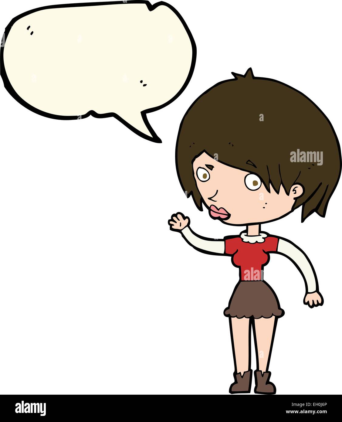 cartoon waving woman with speech bubble Stock Vector Image & Art - Alamy