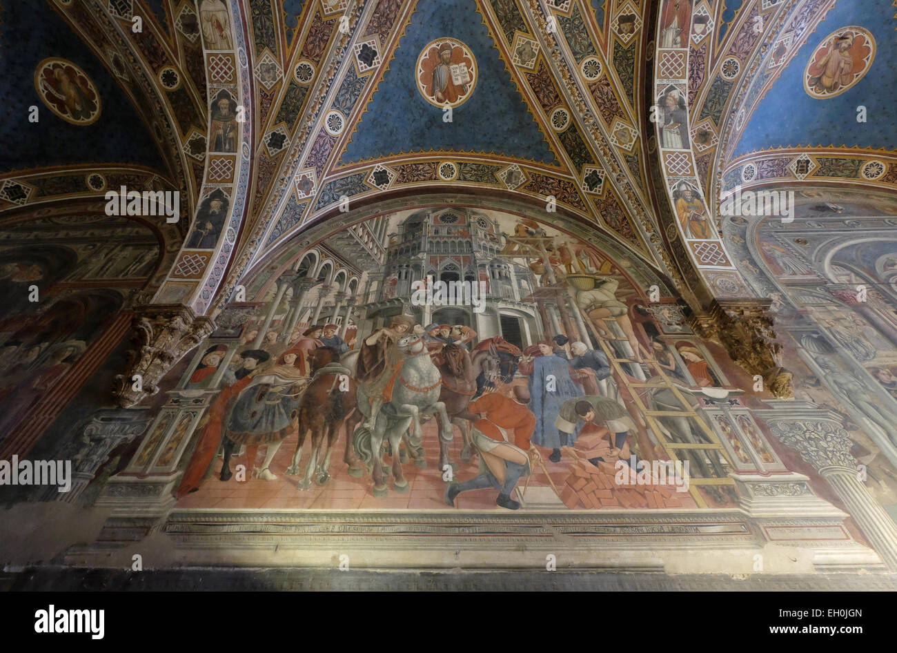 Domenico di Bartolo, The Bishop Giving Alms (1442-1443) Pilgrims' Hall,  Santa Maria della Scala,Siena,Italy Stock Photo