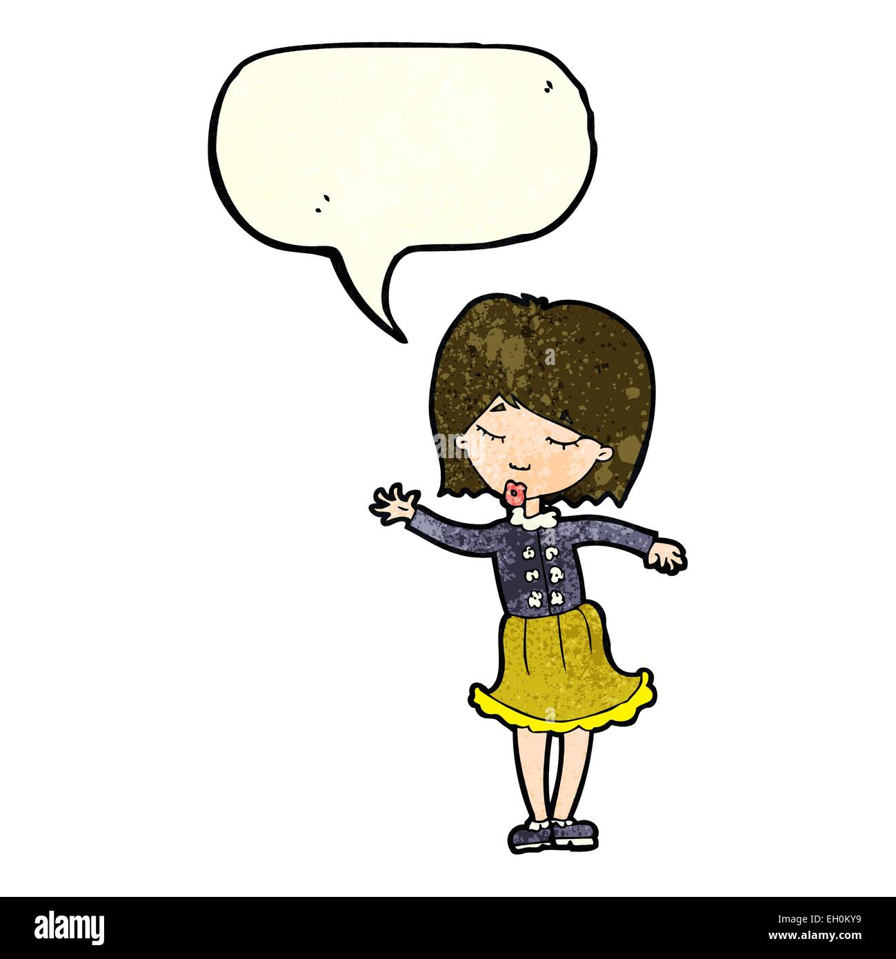 cartoon waving woman with speech bubble Stock Vector Image & Art - Alamy