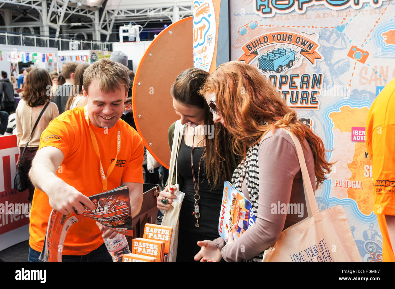 Young people at TNT Travel Show at the Business Design Centre, London England United Kingdom UK Stock Photo