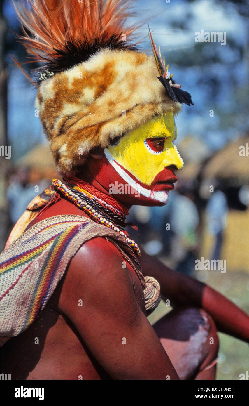 Tribal man, Mt. Hagen, Papua New Guinea Stock Photo
