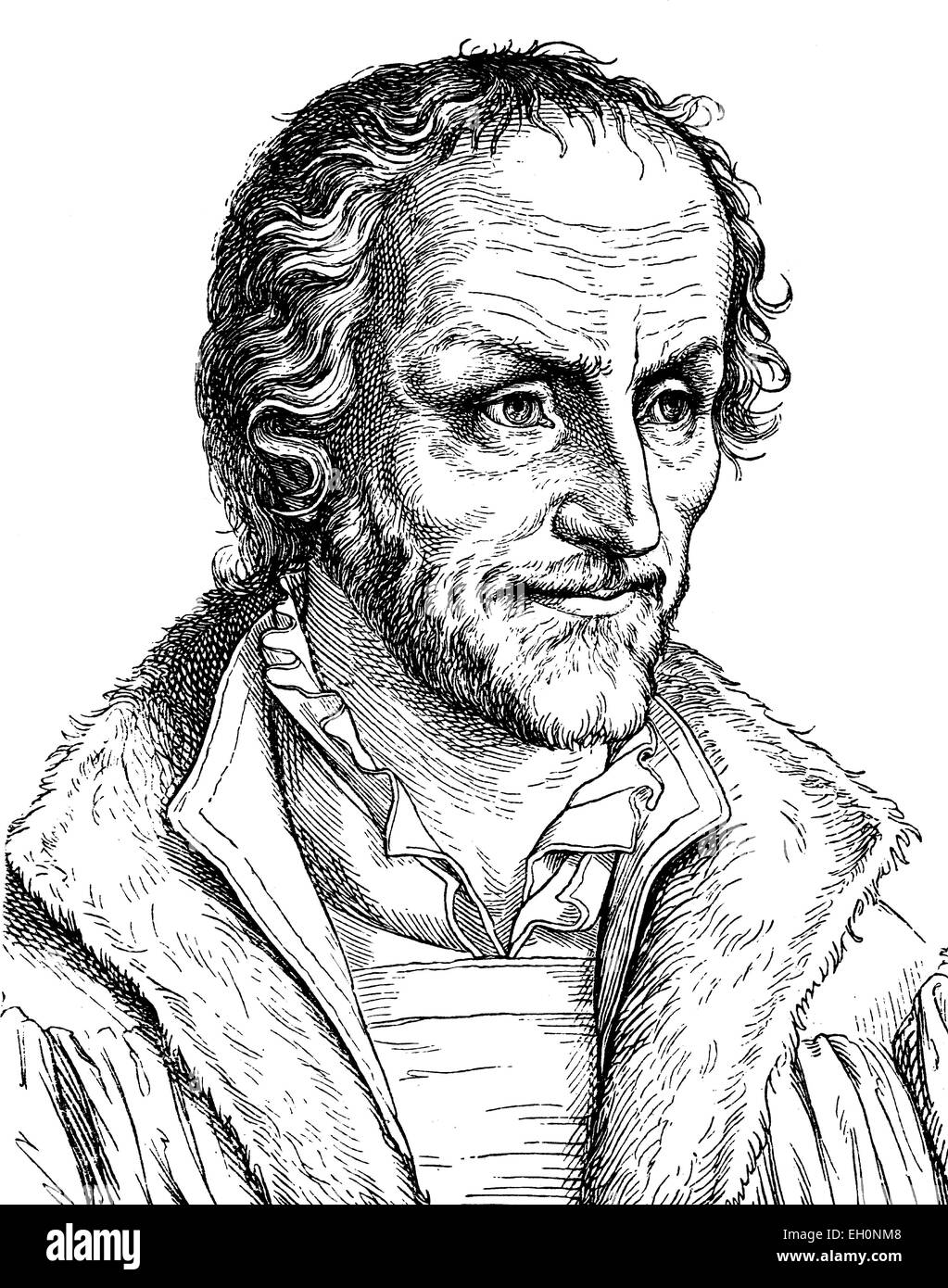 Digital improved image of Philipp Melanchthon, textbook author, poet, reformer, 1497 - 1560, historical illustration, portrait, 1880 Stock Photo