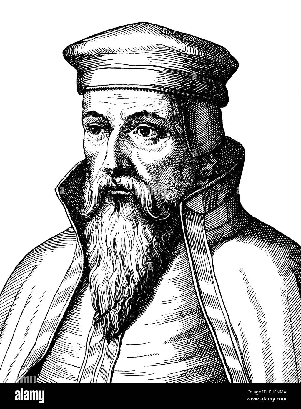 Digital improved image of Joachim Camerarius the Elder, humanist and poet, 1500 - 1574, historical illustration, portrait, 1880 Stock Photo