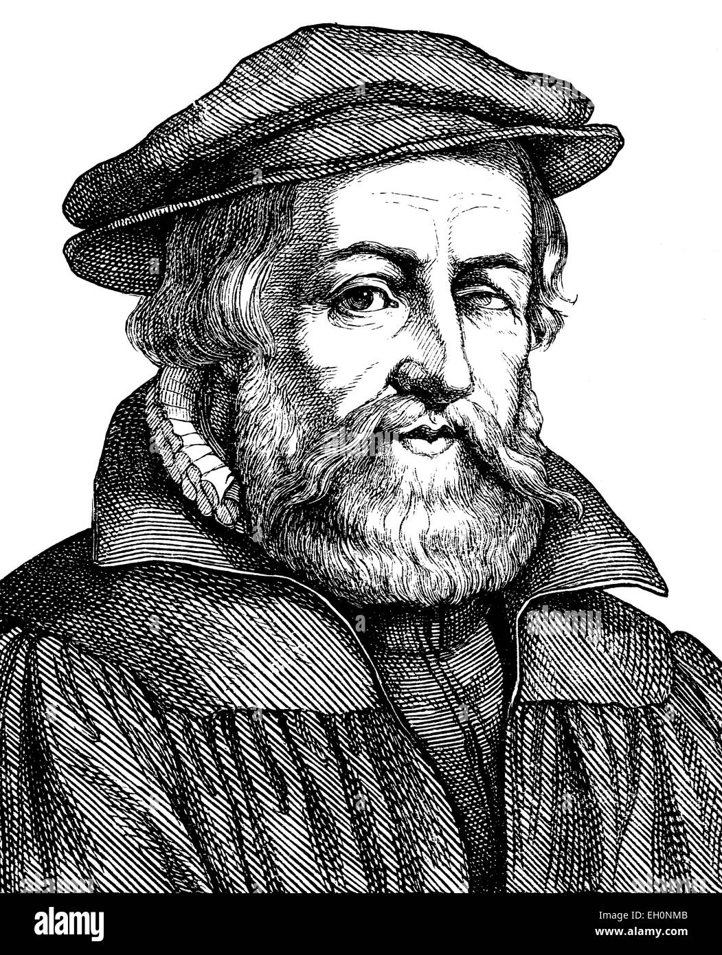 Digital improved image of Johann Sleidan, German lawyer and diplomat, 1506 - 1556, historical illustration, portrait, 1880 Stock Photo