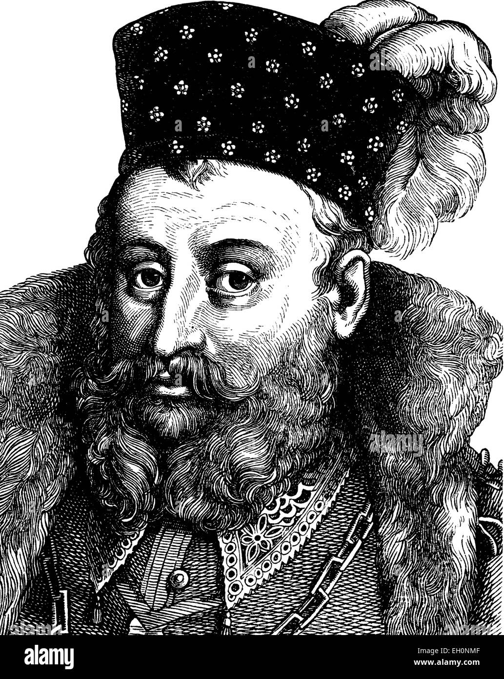 Digital improved image of Johann Friedrich Secundus or John Frederick II, Duke of Saxony, Prince of Wettin, 1529 - 1595, historical illustration, portrait, 1880 Stock Photo