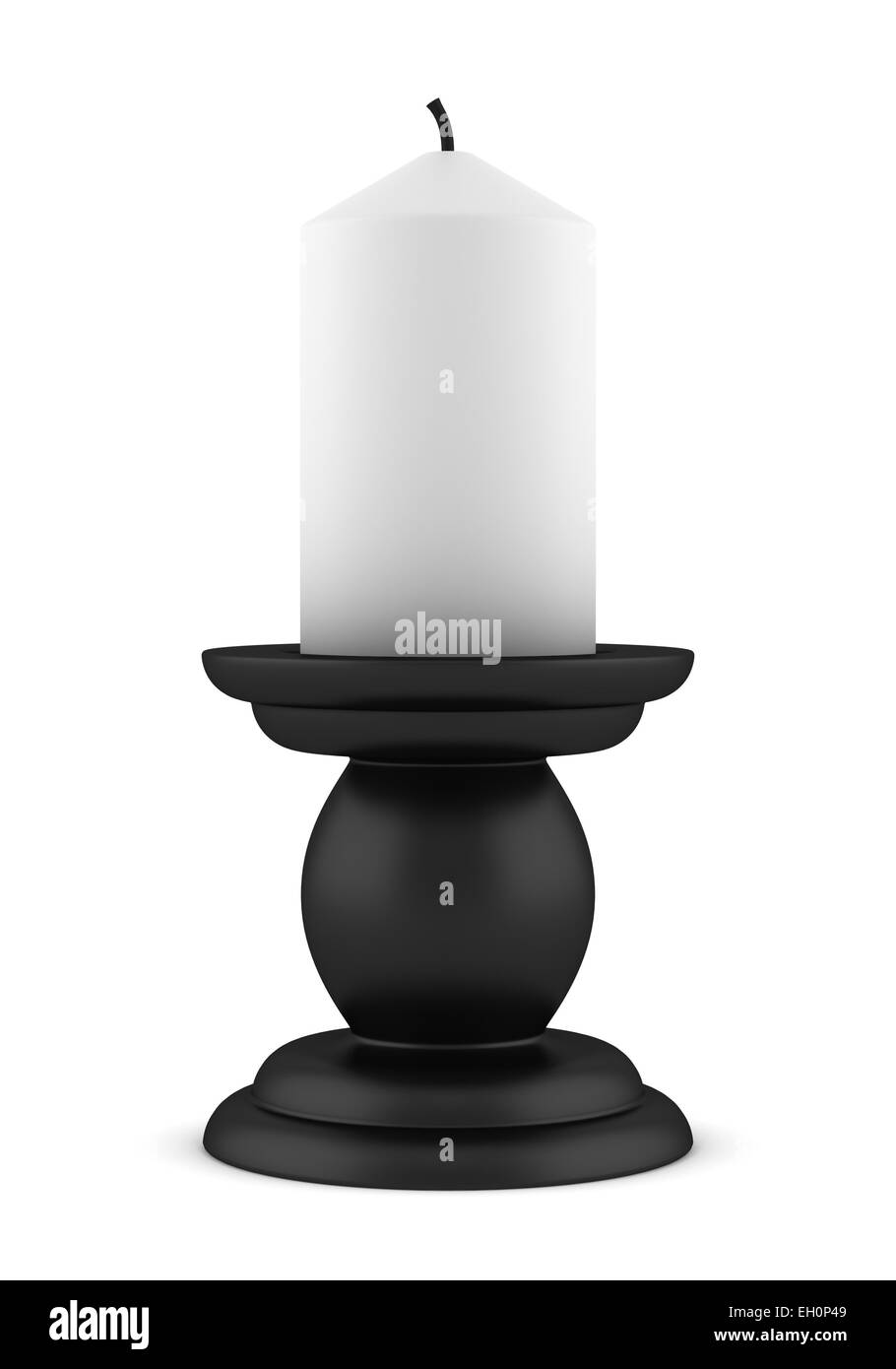 black candlestick with candle isolated on white background Stock Photo Alamy