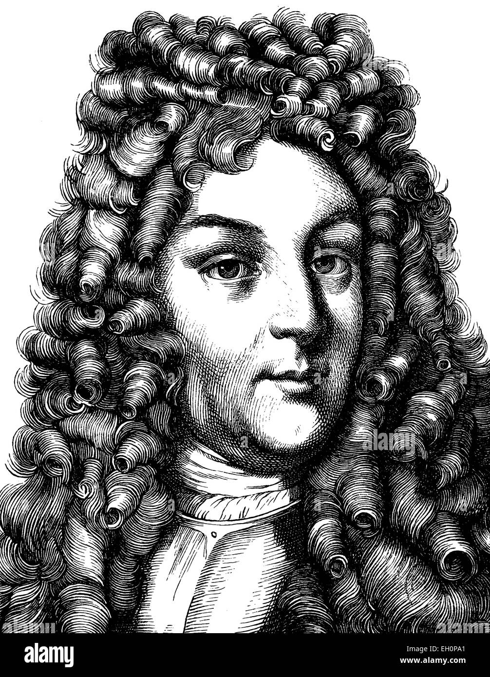 Digital improved image of Louis William, Margrave of Baden-Baden, 1655 - 1707, portrait, historic illustration, 1880 Stock Photo