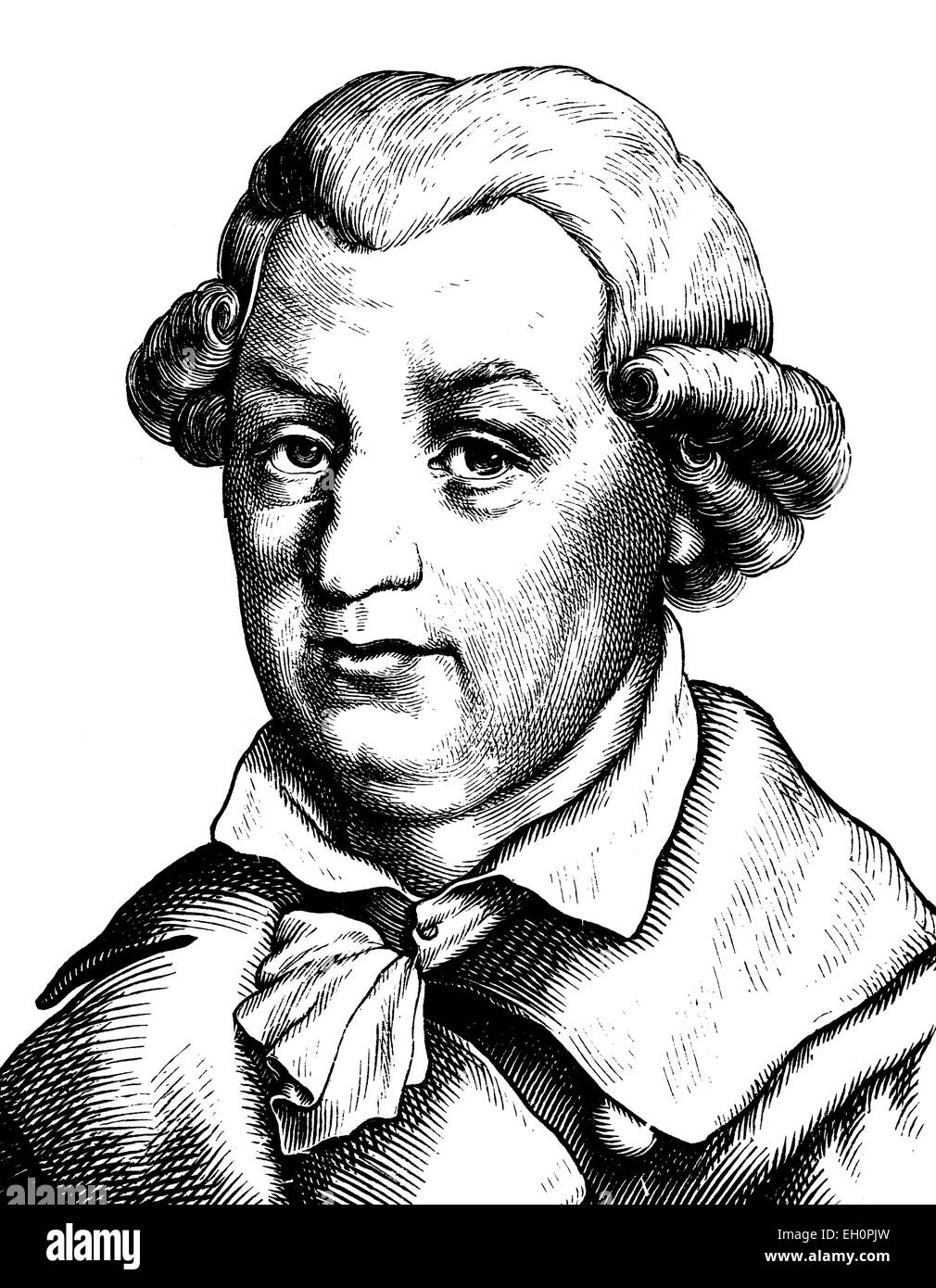 Digital improved image of Johann Karl August Musaeus, 1735 - 1787, portrait, historic illustration, 1880 Stock Photo