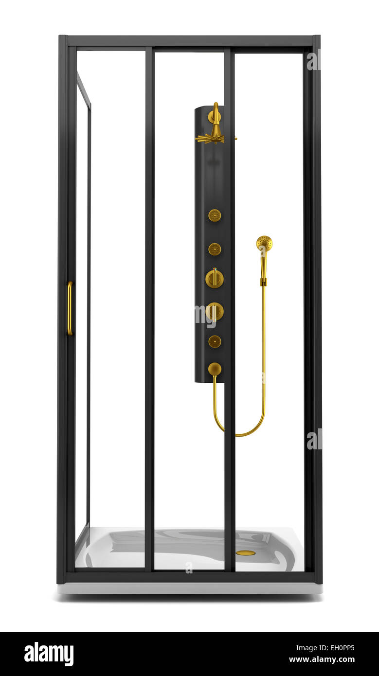 black shower cabin isolated on white background Stock Photo Alamy