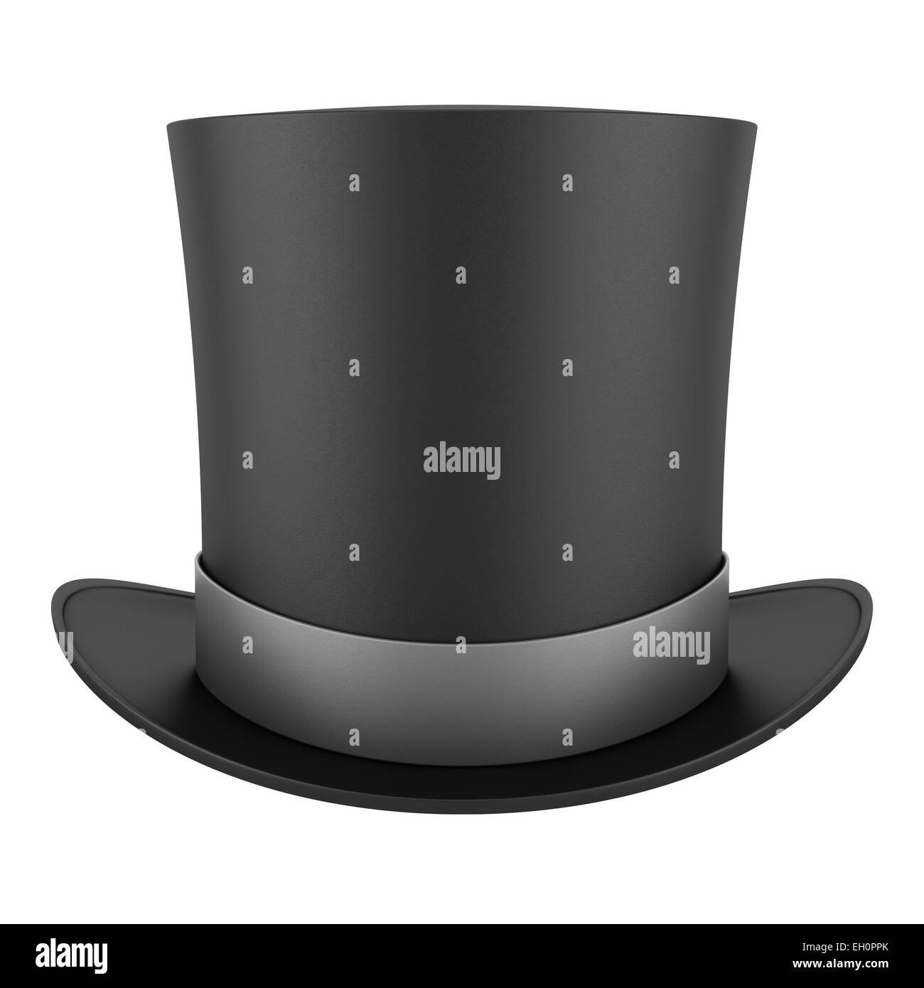 black top hat with gray strip isolated on white background Stock Photo
