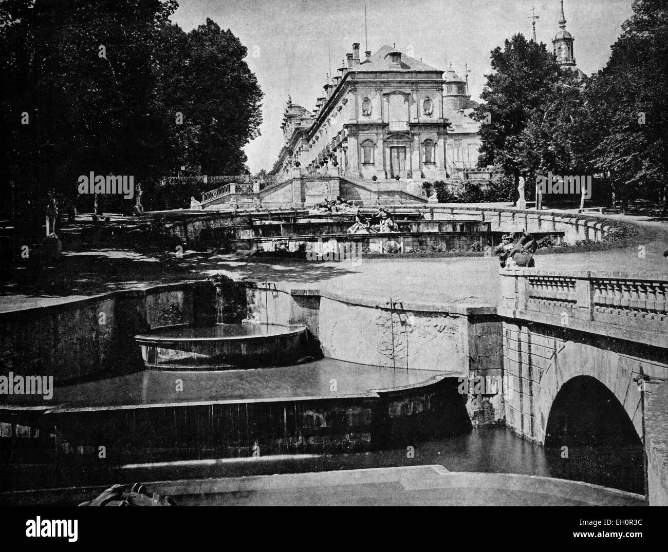 Early autotype of La Palais de la Reine in La Grania, Spain, 1884 Stock Photo