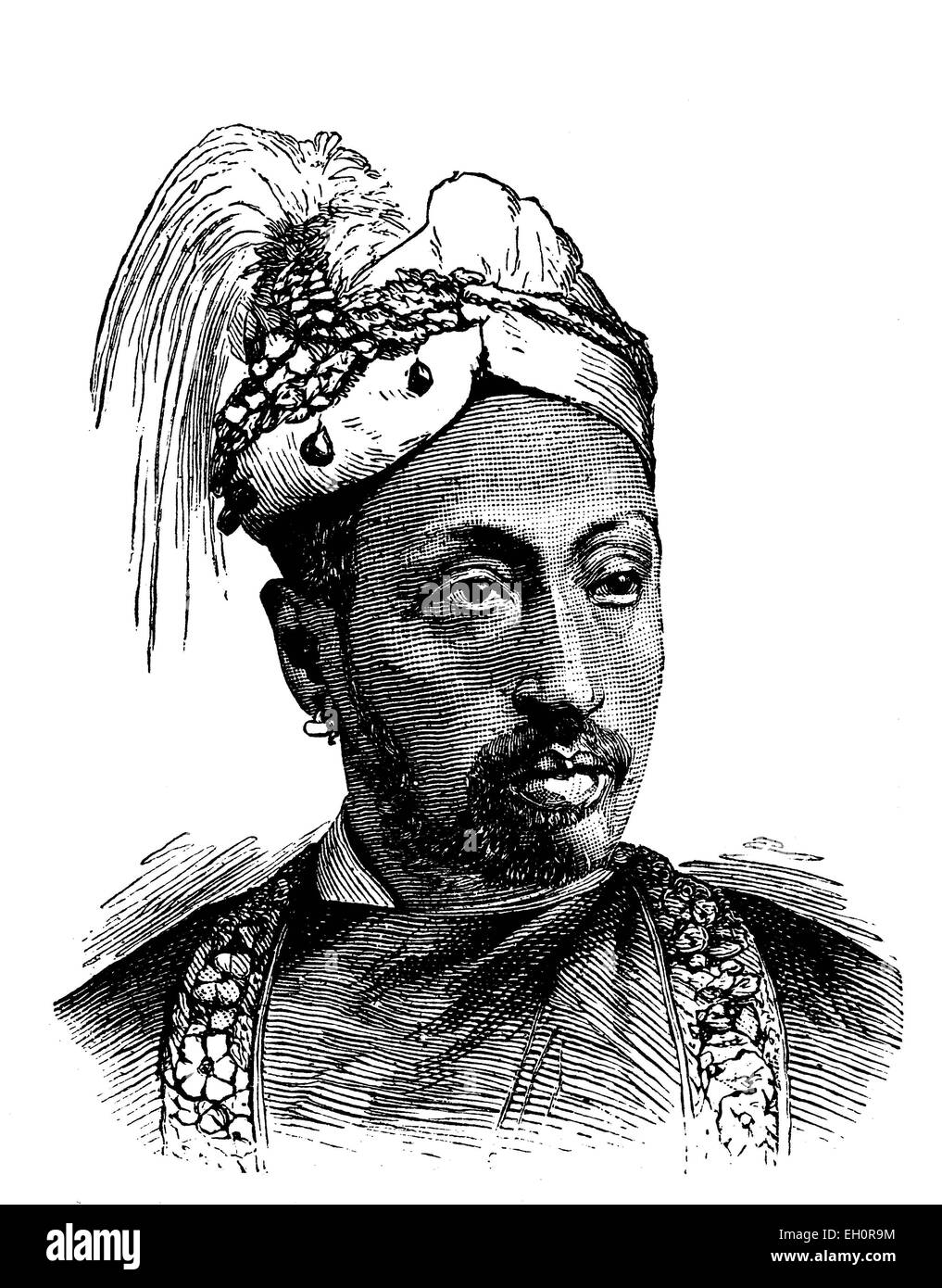 Sir Rama Varma, Maharaja of Travancore, historical illustration, 1884 Stock Photo
