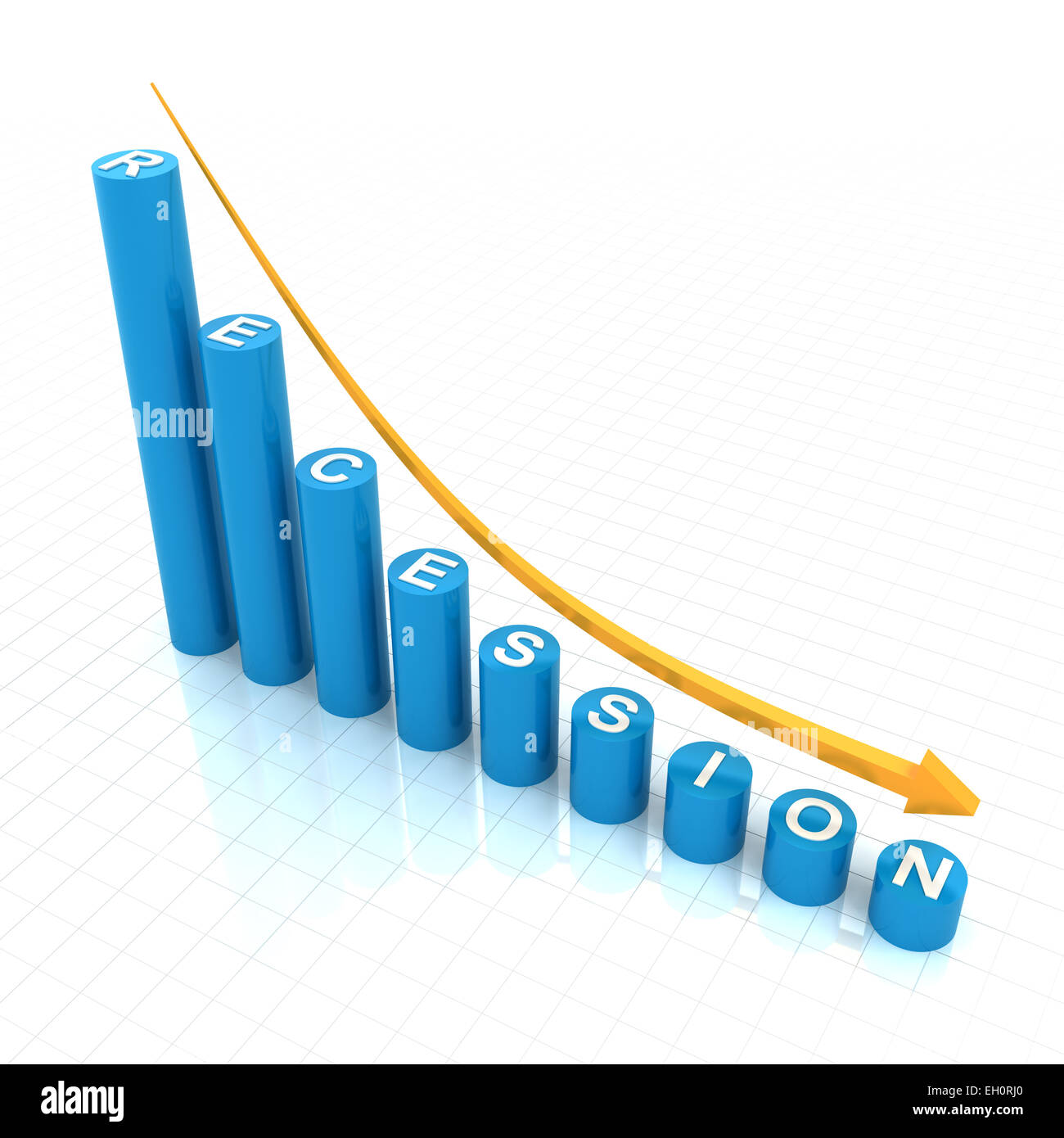 Bar graph showing recession trend Stock Photo
