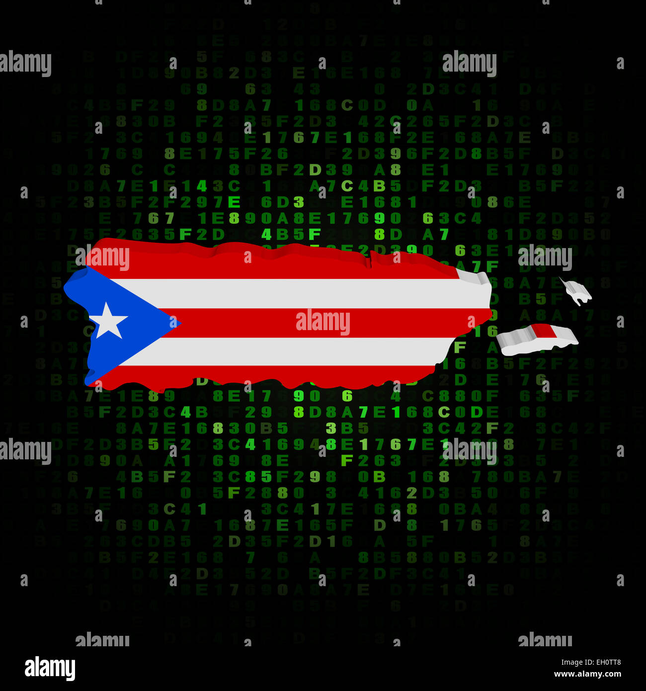 Puerto Rico map flag on hex code illustration Stock Photo Alamy