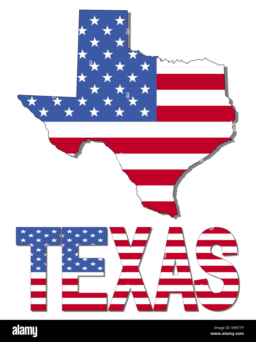 Texas map flag and text illustration Stock Photo
