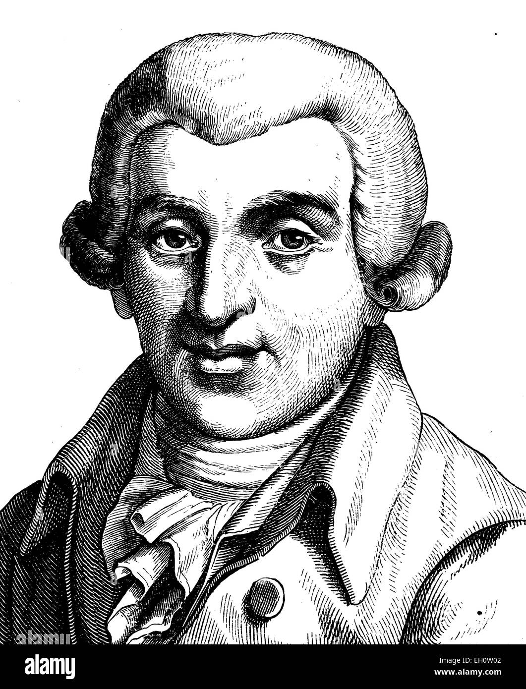 Digital improved image of Johann Wilhelm Ludwig Gleim, 1719 - 1803, poet of the Enlightenment, portrait, historical illustration, 1880 Stock Photo