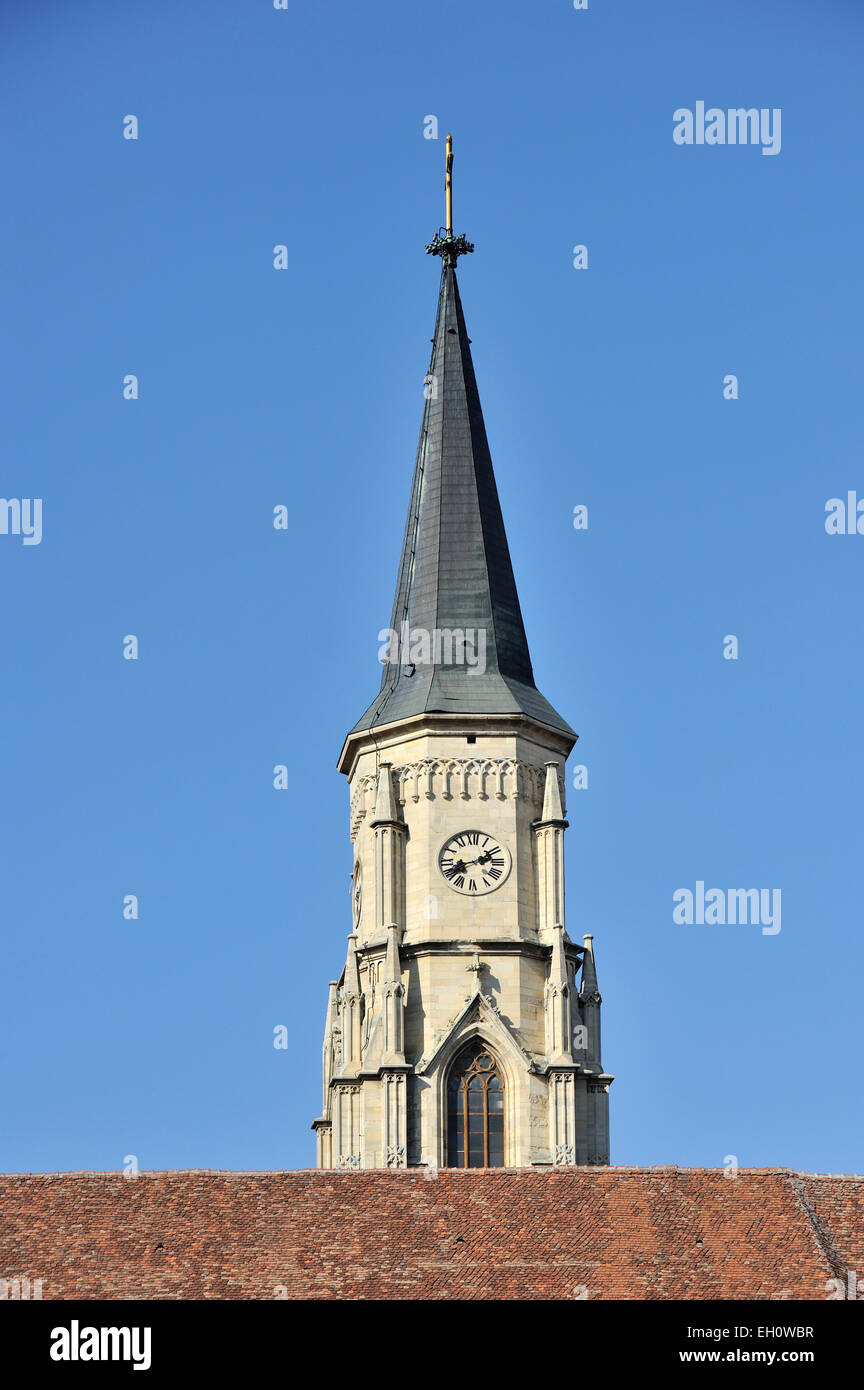 Saint Michael Church clock tower, Cluj-Napoca, Romania Stock Photo
