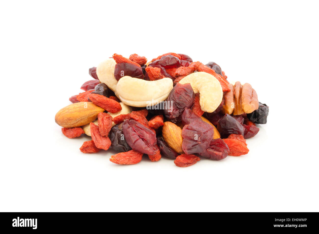 Healthy snack of dried fruits on white background. Stock Photo