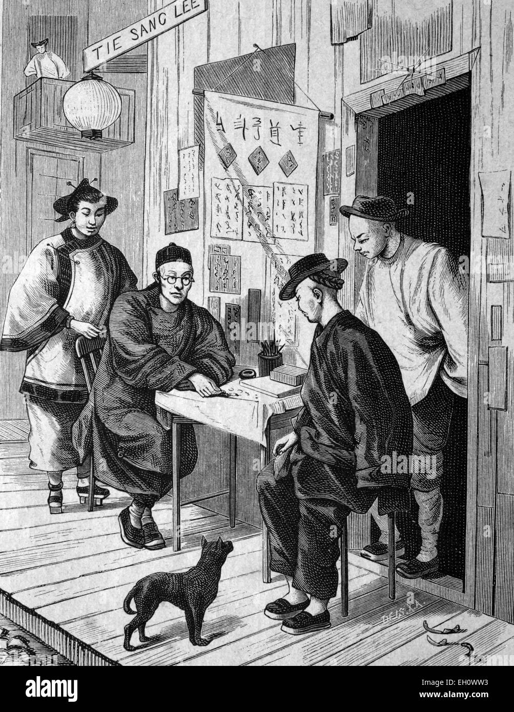 Chinese fortune tellers in San Francisco, USA, America, historical illustration, circa 1886 Stock Photo