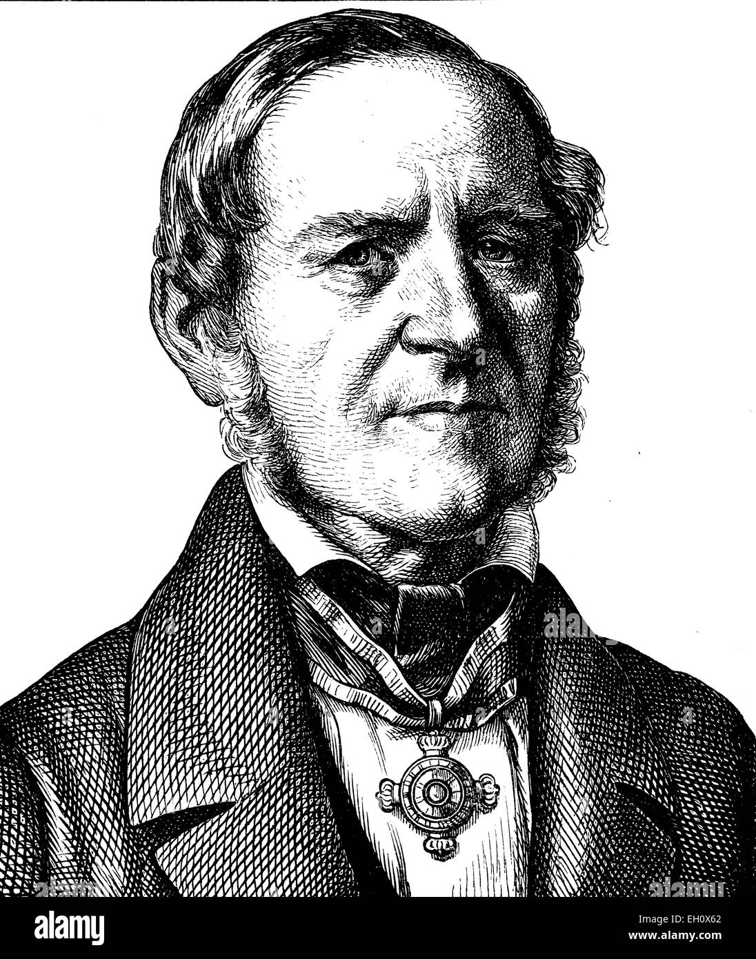 Digital improved image of August Boeckh, 1785 - 1867, philologist and antiquary, portrait, historical illustration, 1880 Stock Photo
