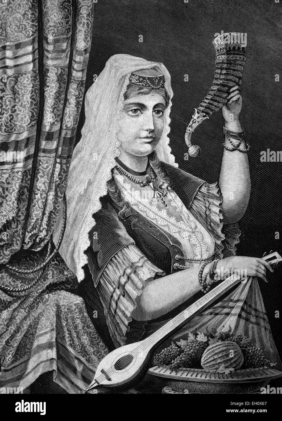 Georgian woman, historical illustration, circa 1886 Stock Photo