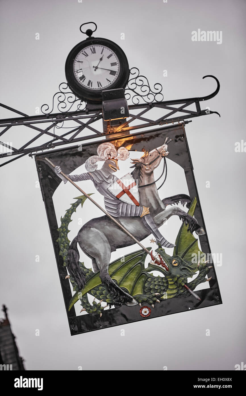 Cheadle Village George and Dragon pub sign in Stockport Stock Photo