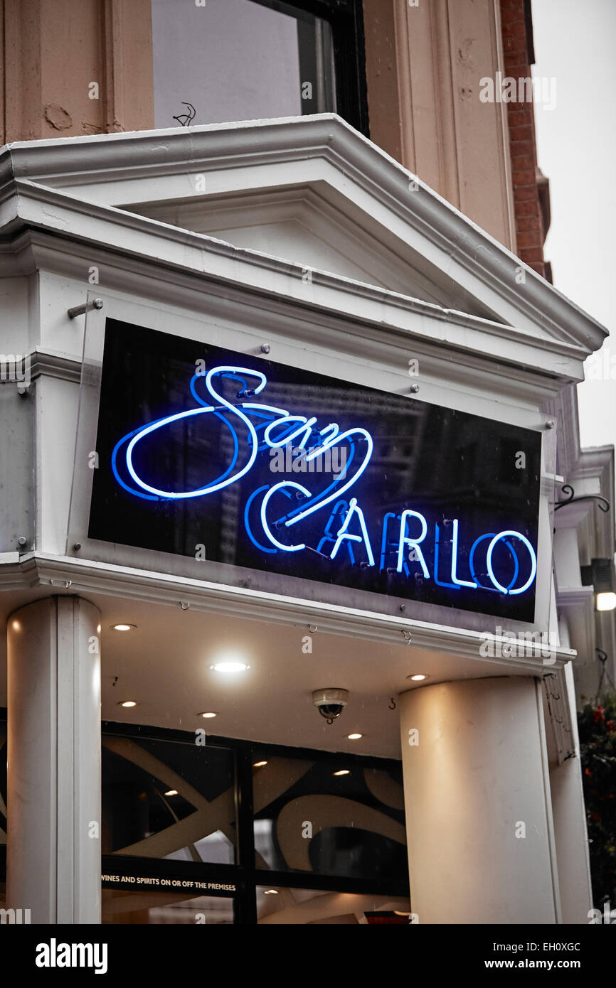 Celebrity Italian San Carlo restaurant in Manchester city centre Stock