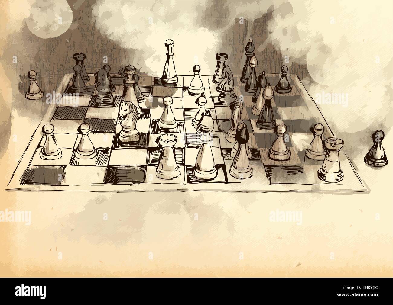 An hand drawn vector picture from series: The World's Great Chess Games. Byrne - Fischer ('The Game of the Century' - 1956), pos Stock Vector