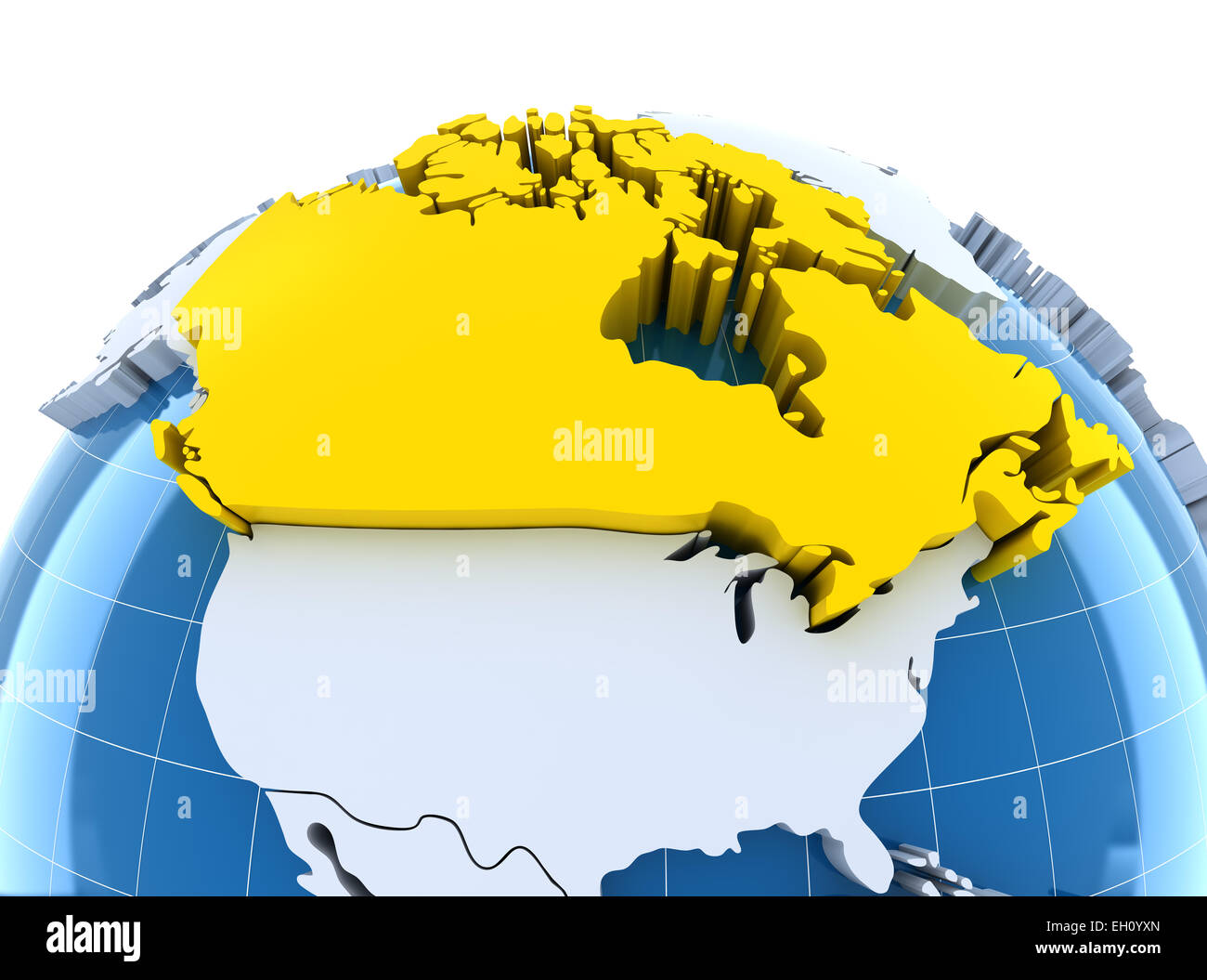 Map of globe of north america hi-res stock photography and images - Alamy