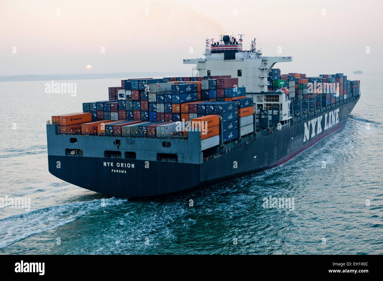A large container ship on its way to the port of Southampton, UK, 4th ...