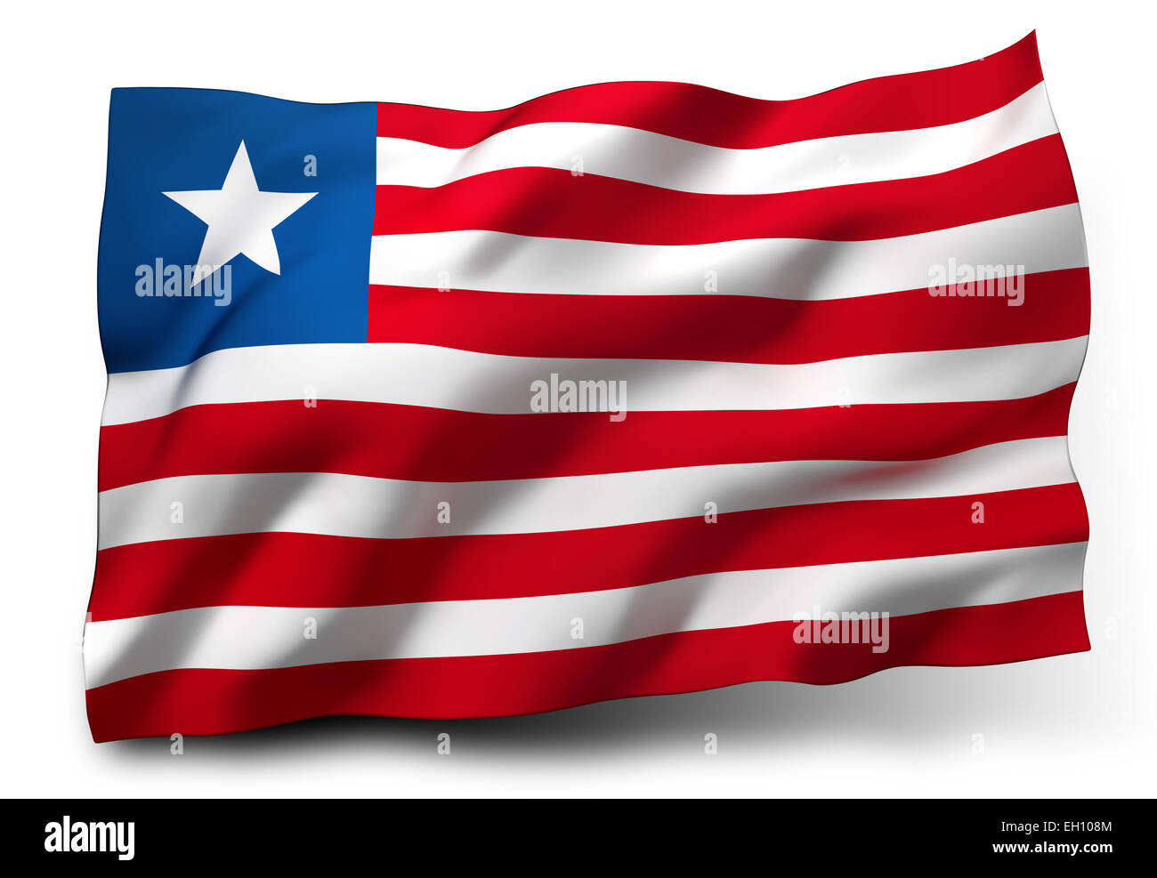 Waving flag of Liberia isolated on white background Stock Photo