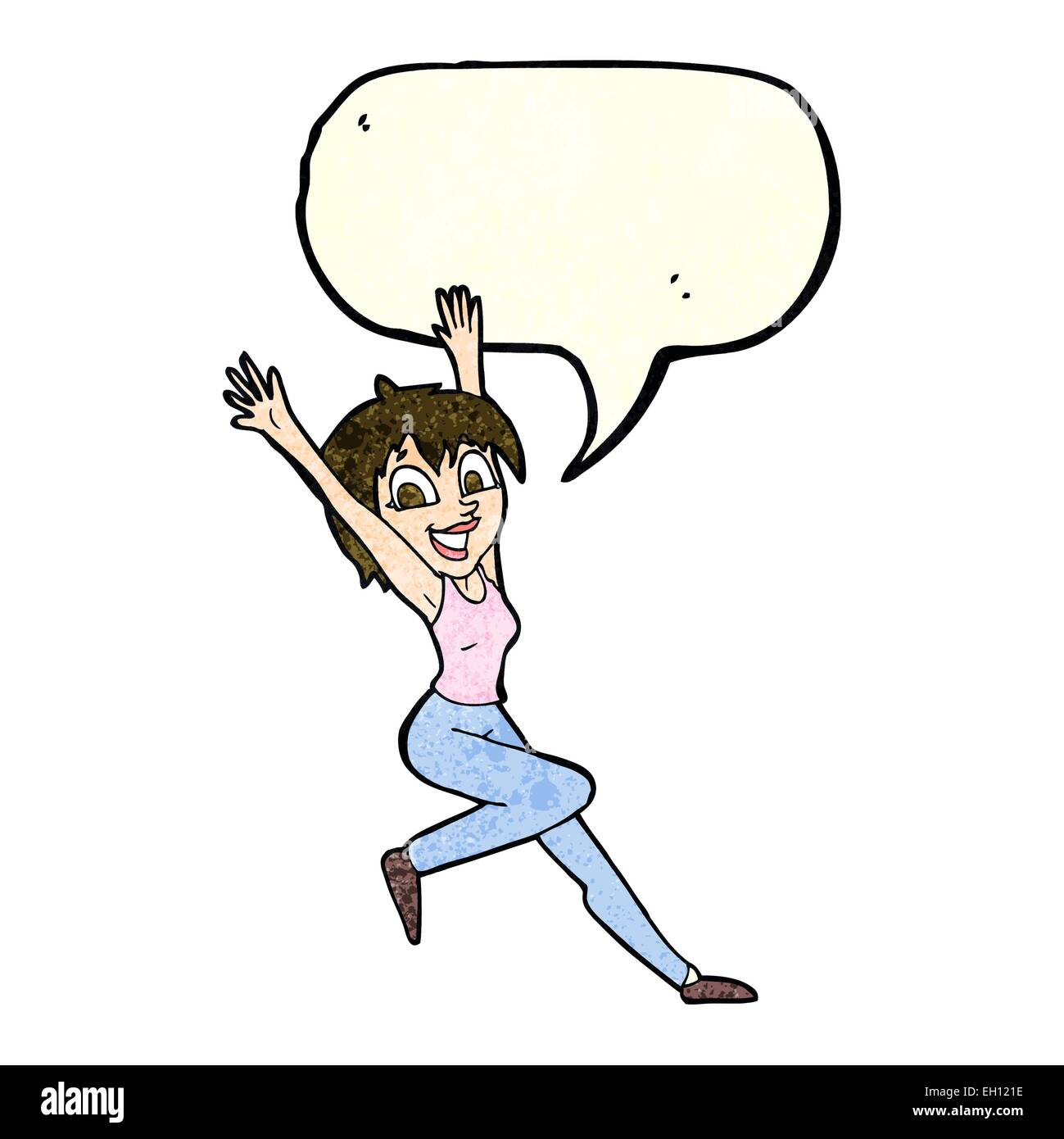 Cartoon jumping woman bubble hi-res stock photography and images - Alamy
