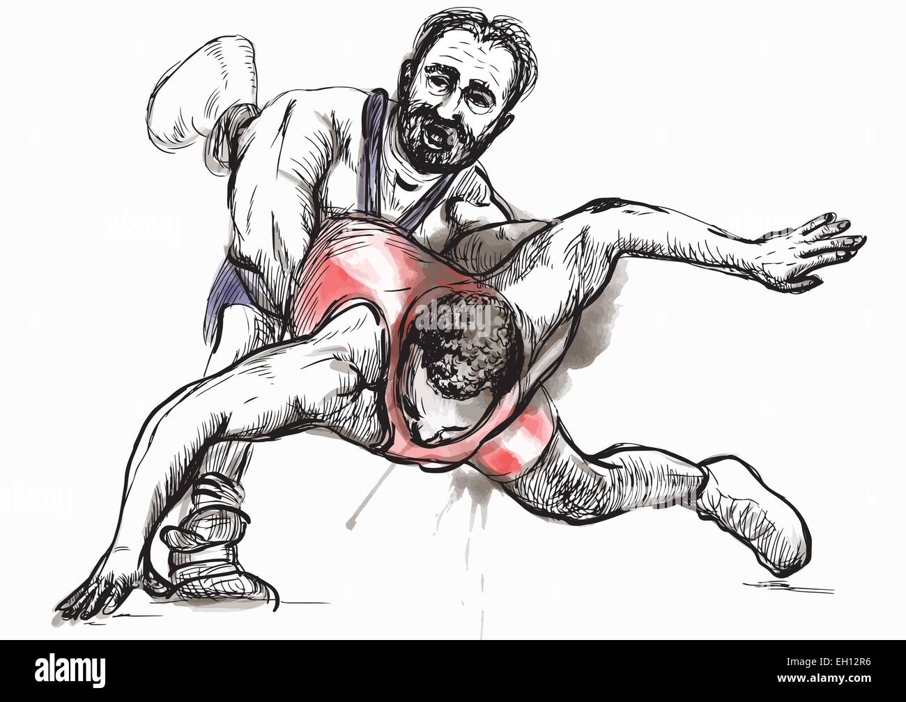 An hand drawn vector illustration (converted) from series Martial Arts GRECOROMAN WRESTLING