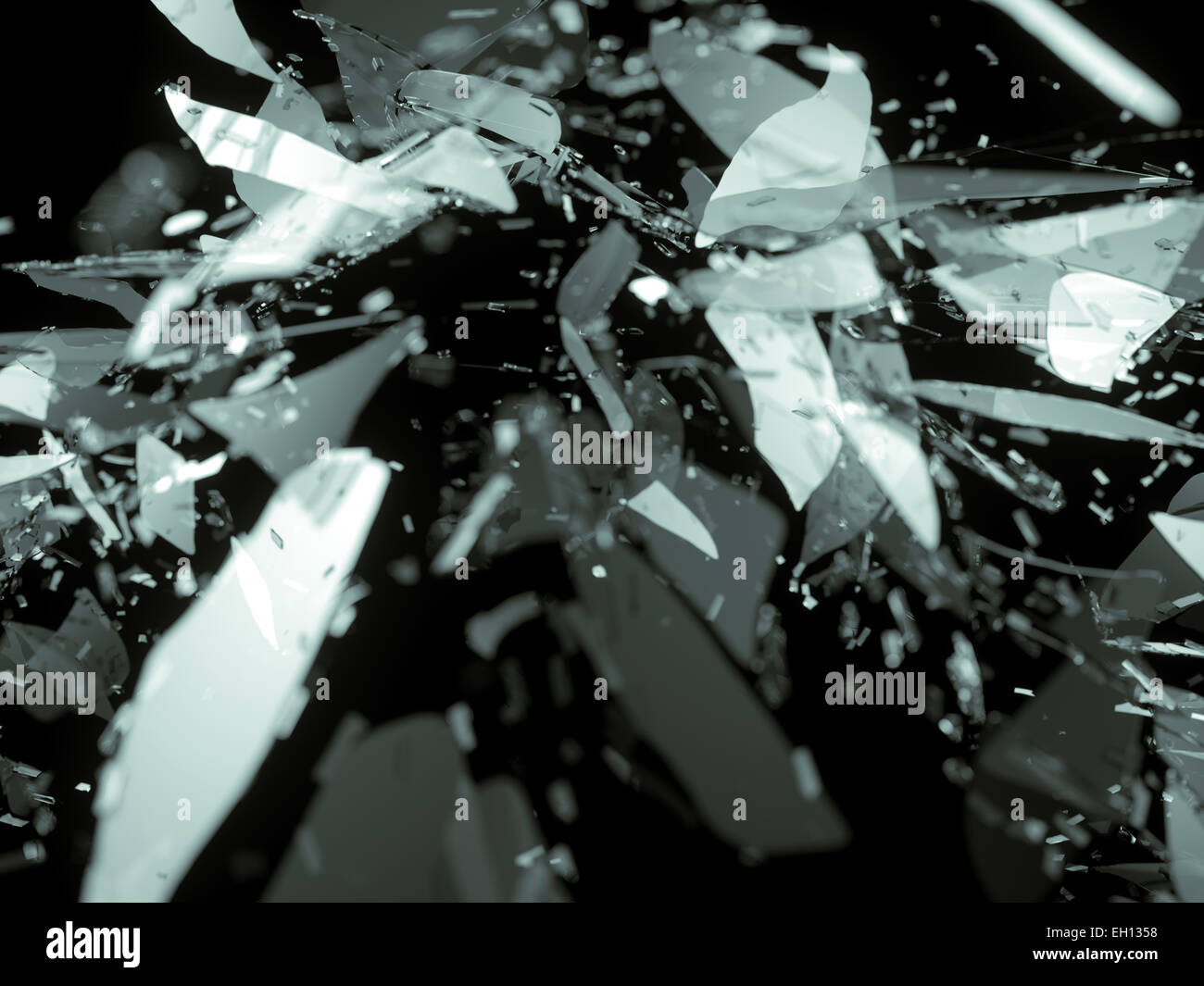 Broken and destructed glass on black shallow DOF. Large resolution ...