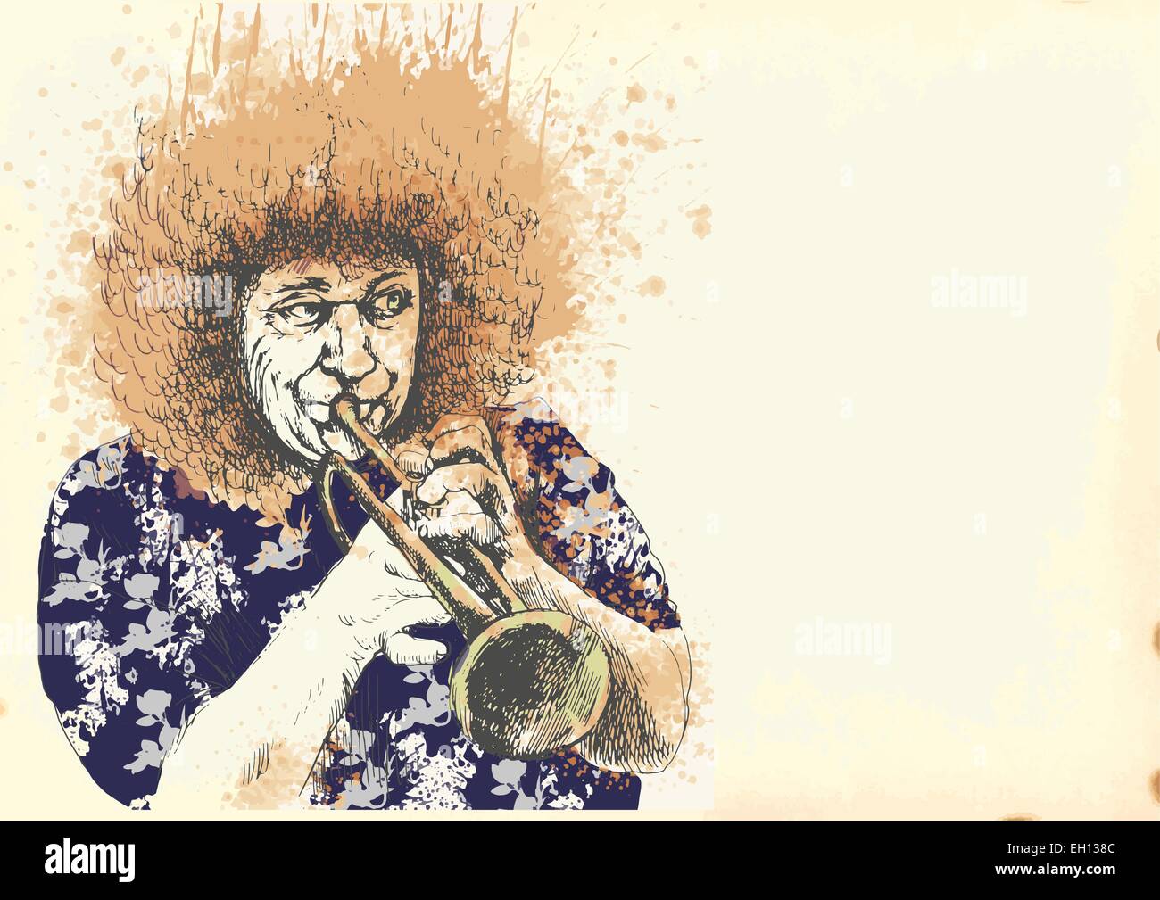 An hand drawn colored illustration ( plus line art layers) Trumpet