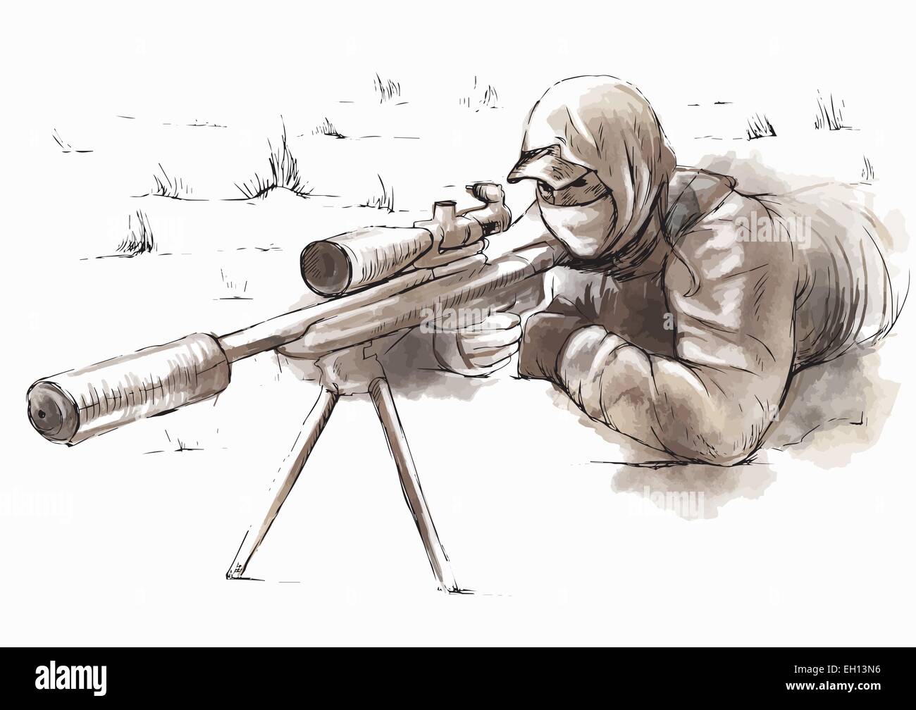 An hand drawn (converted) vector illustration - Shooter (Sniper Stock  Vector Image & Art - Alamy