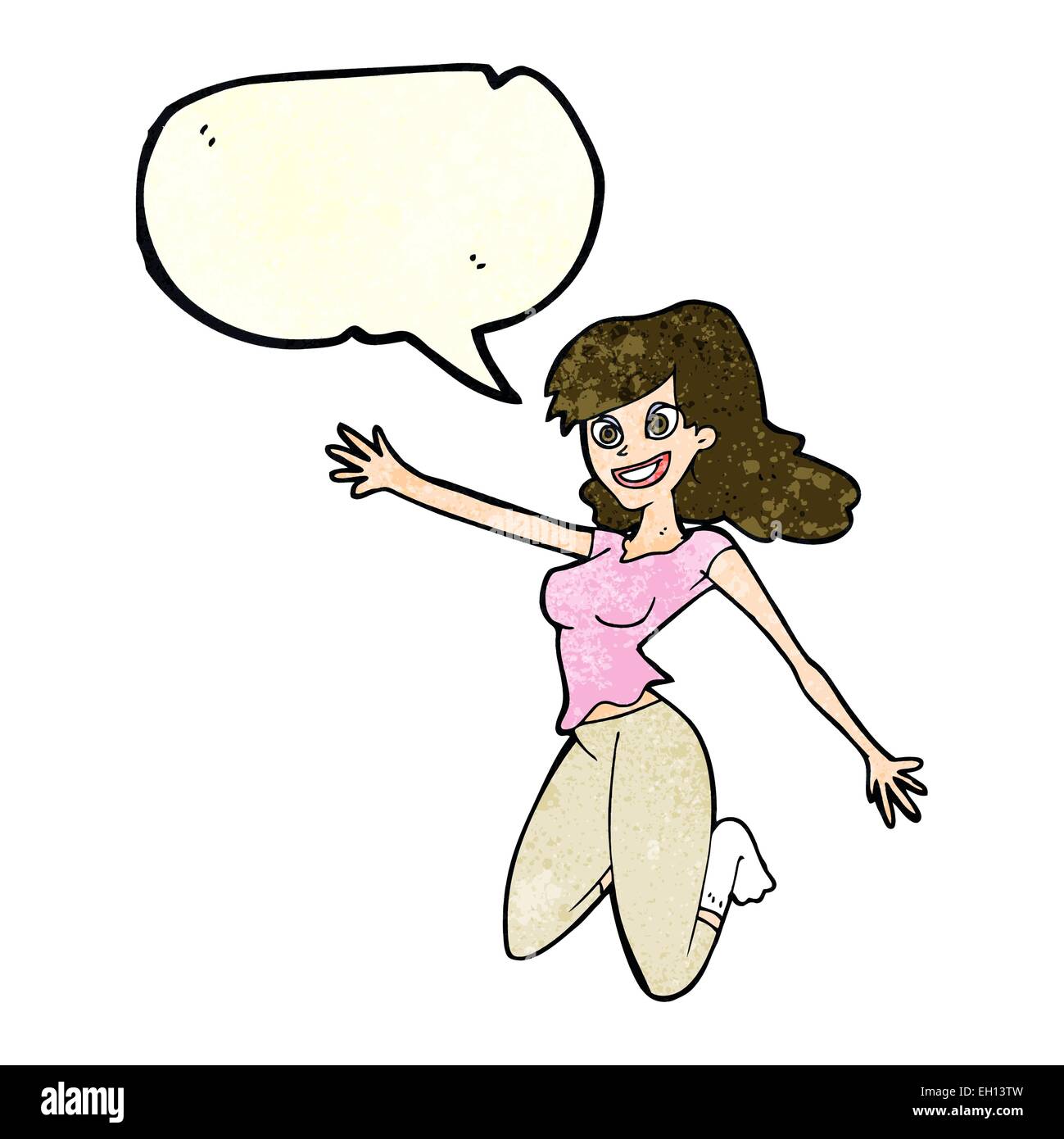 Cartoon jumping woman bubble hi-res stock photography and images - Alamy