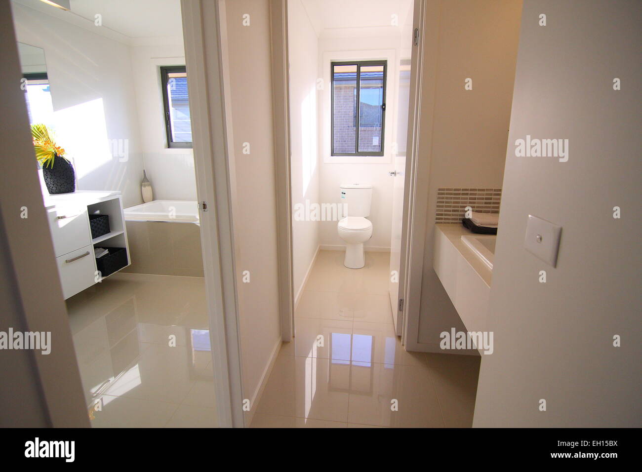 Modern bathroom with separate toilet Stock Photo - Alamy