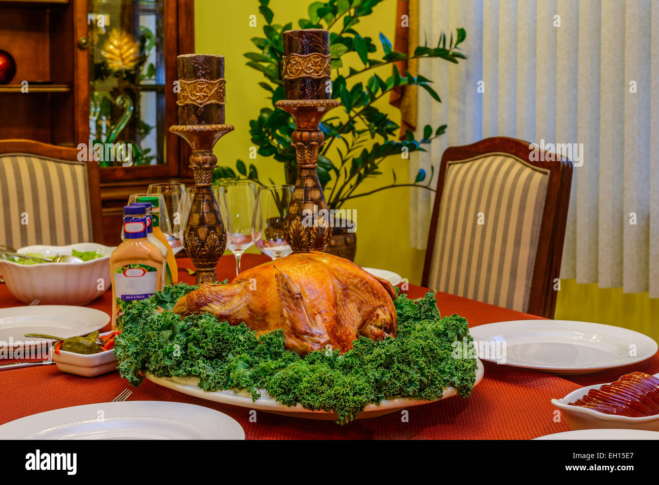 Roasted Turkey On Platter Rosemary Stock Photos Roasted Turkey
