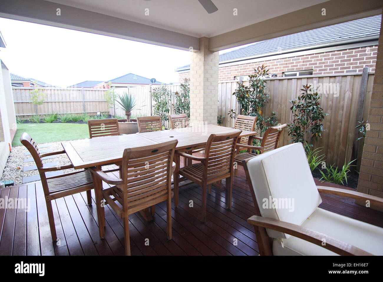 Alfresco Entertaining Area in suburban home in Melbourne Australia Stock Photo