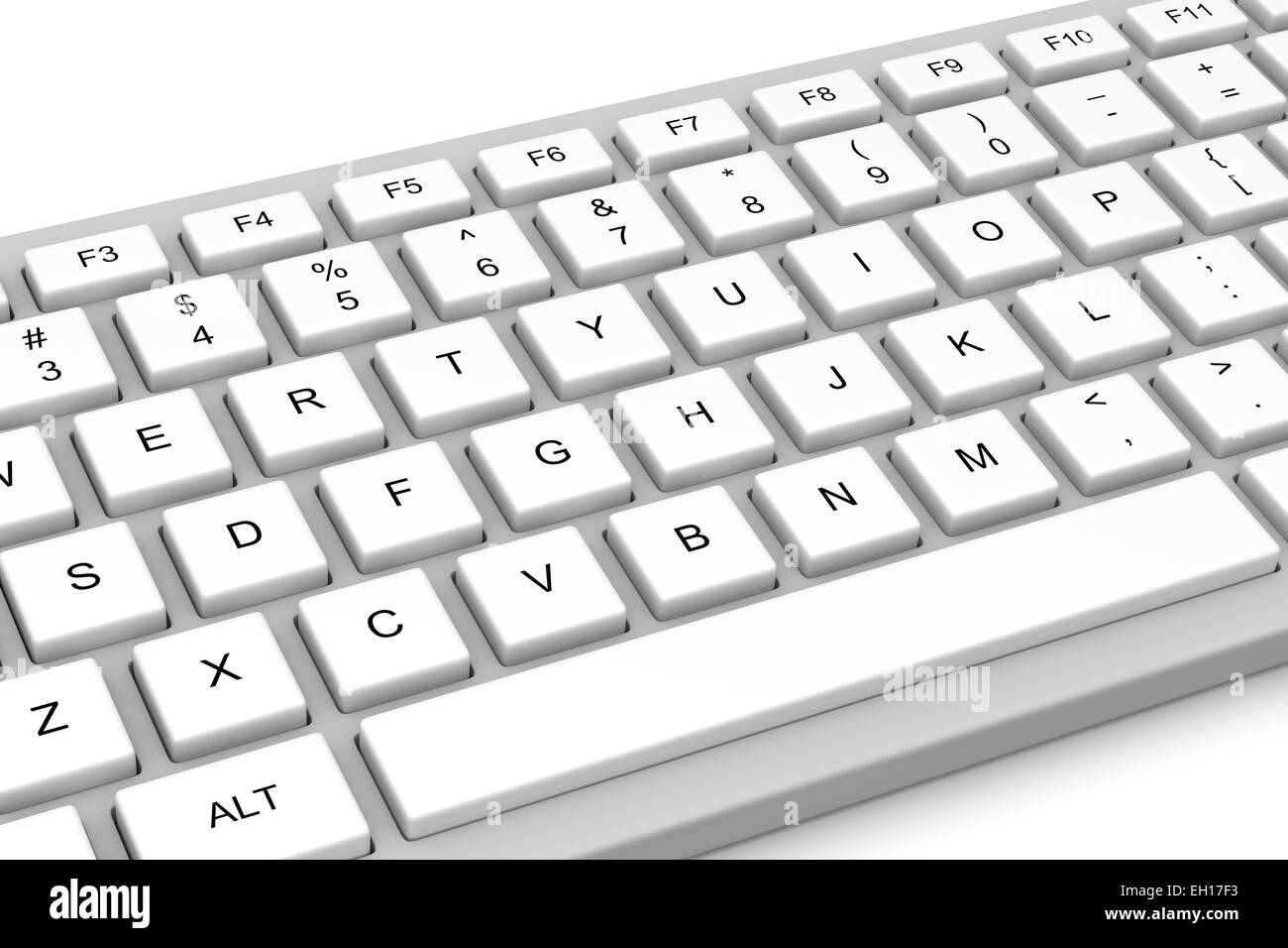 White Pc Keyboard Isolated on White Background Stock Photo