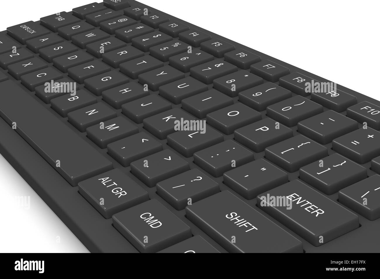 Black Computer Keyboard Isolated on White Background Stock Photo